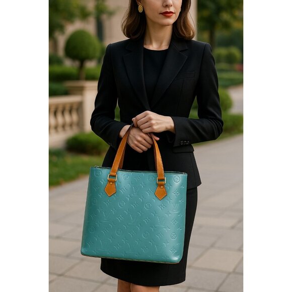 Louis Vuitton Vernis Reade PM Tote Bag Blue Patent Leather Monogram LV Handbag - Picture 1 of 16